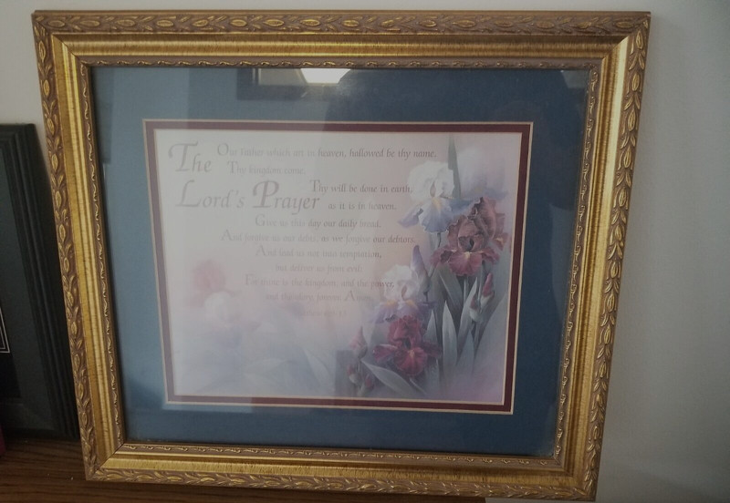 FRAME MATTED PICTURE, LORD'S PRAYER, 15 1/4" x 13 1/2" FROM MATTHEW 6:9-13
