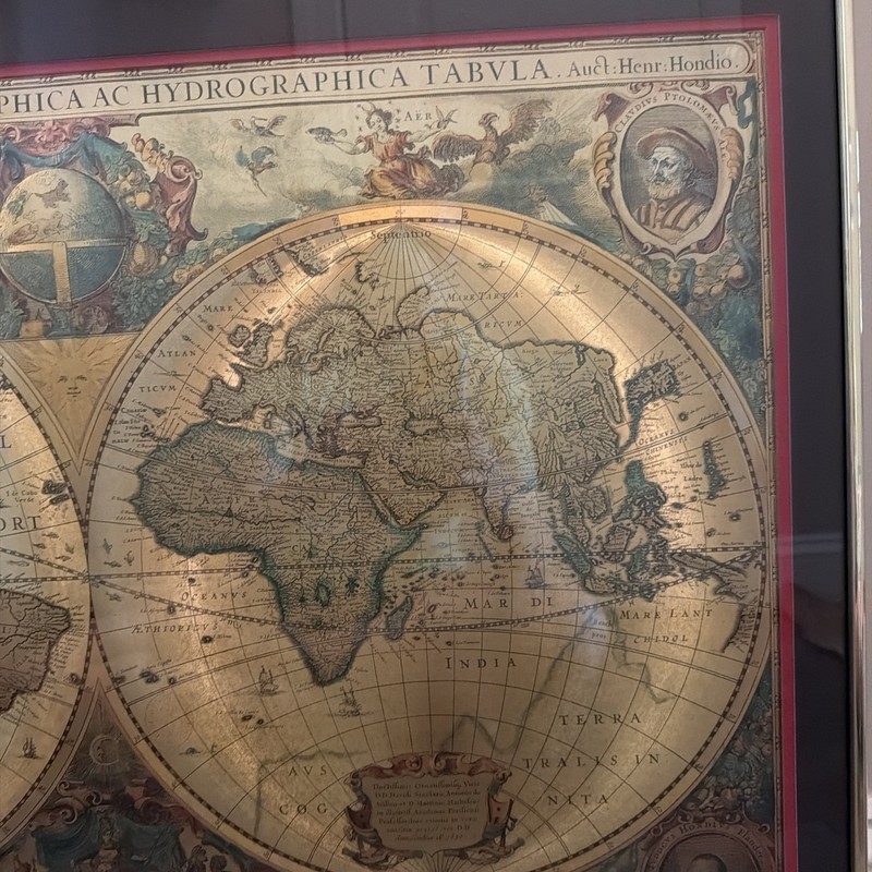 Large Orbis Terrarum Typus De Integroin Plurimis Gold Foil World Map Framed29x23 gallery