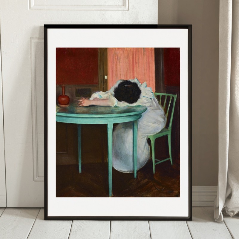 Casas Tired lady sleeping fine art giclee print gallery wall Art poster vintage gallery