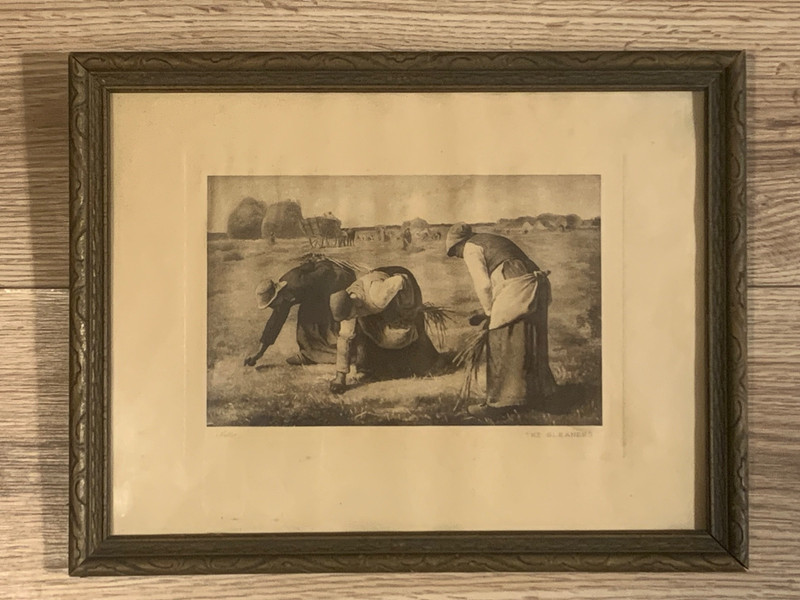 Antique Photogravure The Gleaners Millet Morris New York 14×12 Framed