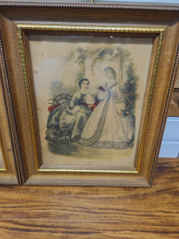 2 Antique La Mode Illustrée French Plate Print c.1860s Victorian Leroy Imp Paris gallery