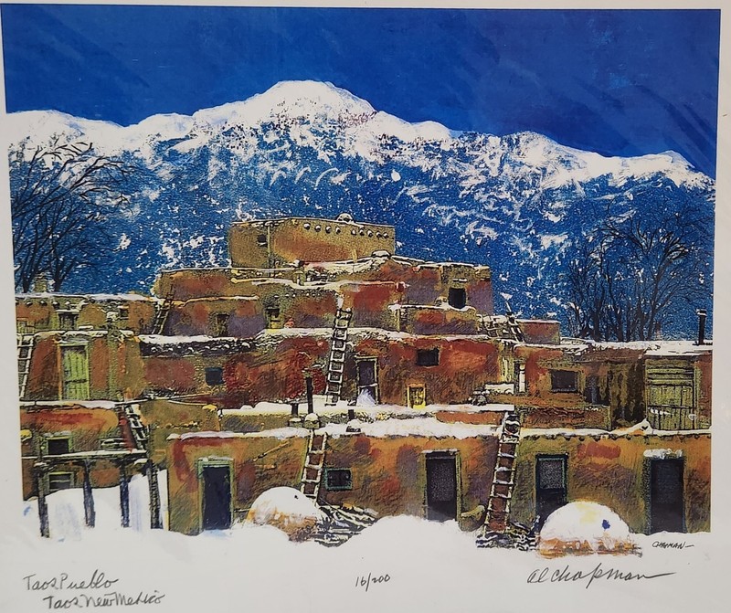 Al Chapman Signed, New Mexico - TAOS PUEBLO - Fine Art Print 16/200 14"×11" gallery