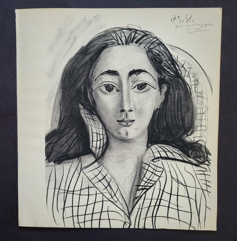 Pablo Picasso «Portrait Of Jacquelin » Original Lithograph 1964 Platesigned