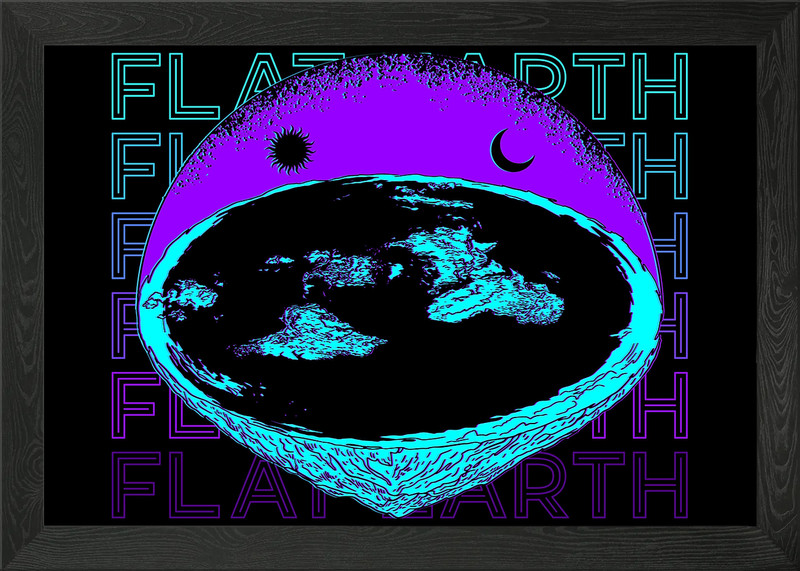 Flat Earth Society Framed Wall Art Poster Canvas Print Picture