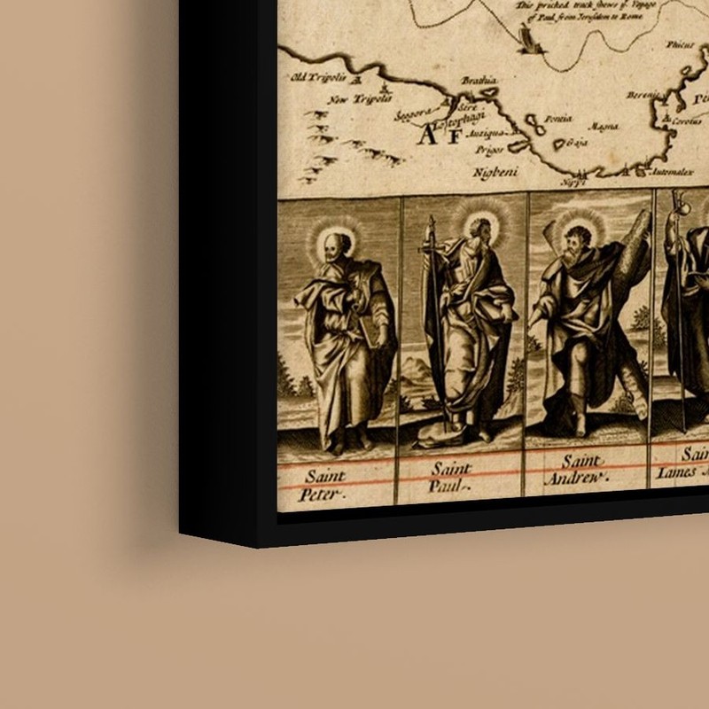 Vintage Maps - Map of the Travels and Voyages of the Apostles - Paper or Canvas gallery
