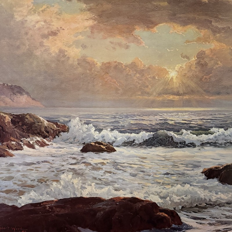Robert Wood Sunset Dana Point Art Print Vintage Litho Large 35x25.5” Landscape gallery