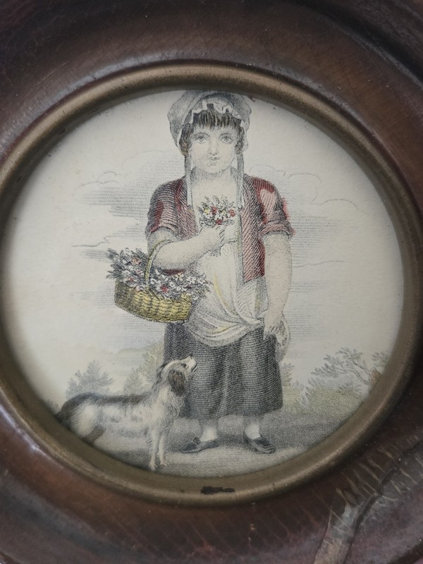 VTG Framed Children Prints Set of 3 Round Wood Frames Cottage Farmhouse Decor gallery