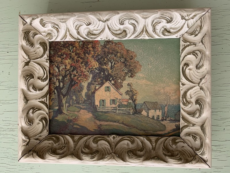 Vintage Wooden Carved Framed Prints Farm Nature Fall City Scenes Set Of 4 gallery