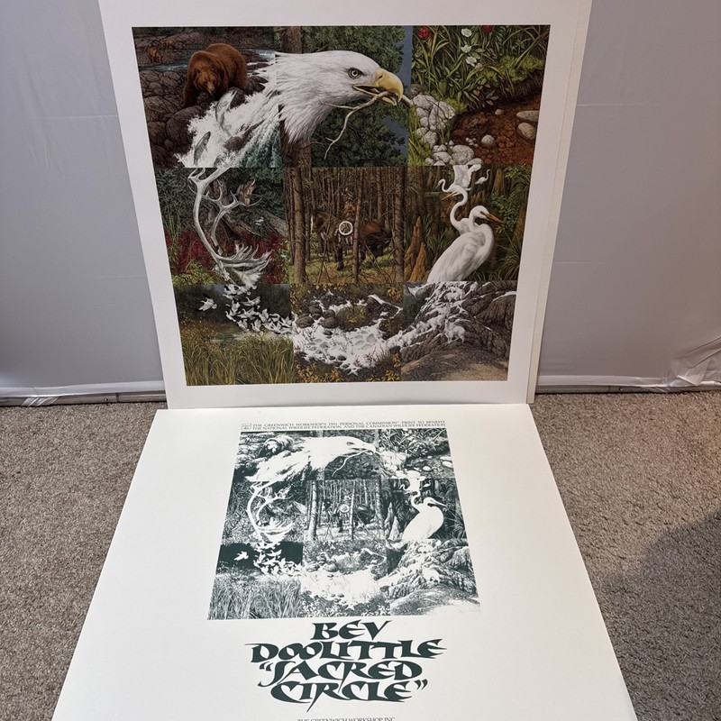Bev Doolittle "Sacred Circle" Large Print Art Unframed Signed Numbered ~26"x26"
