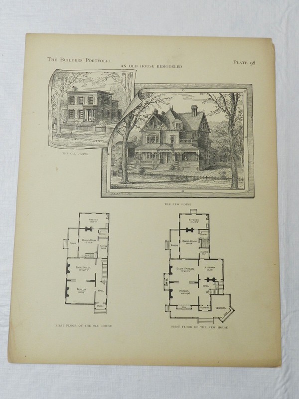 1886, Architectural Plate #98, House & Floor Plan, from "The Builders Portfolio"