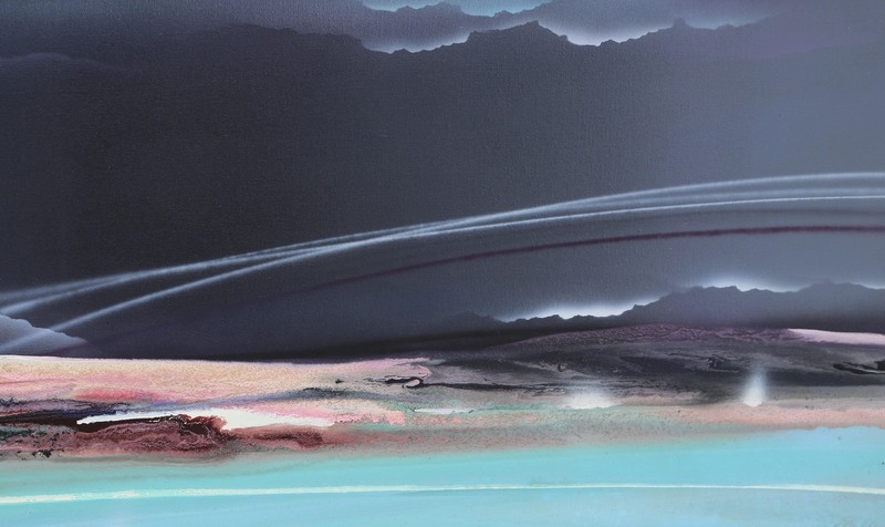 Elba Alvarez, Seascape, Acrylic and sand on canvas, signed lower right gallery