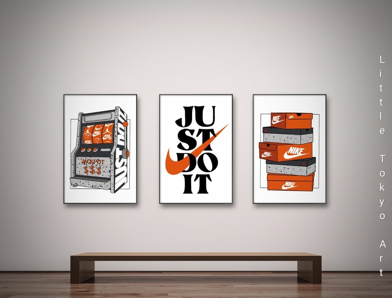 Set Of 3 Nike Sneaker 16x24in Framed Wall Art Canvas Home Decor Portrait Gallery