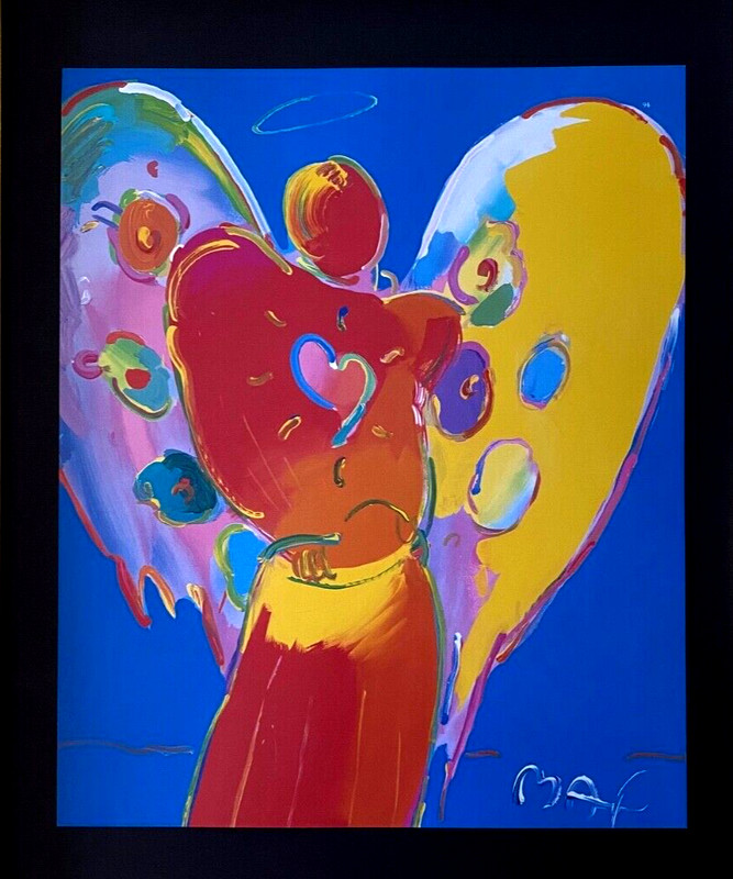 Peter Max | Angel Vintage Print Signed | Framed Large 16x12in. Gold Pop Art gallery