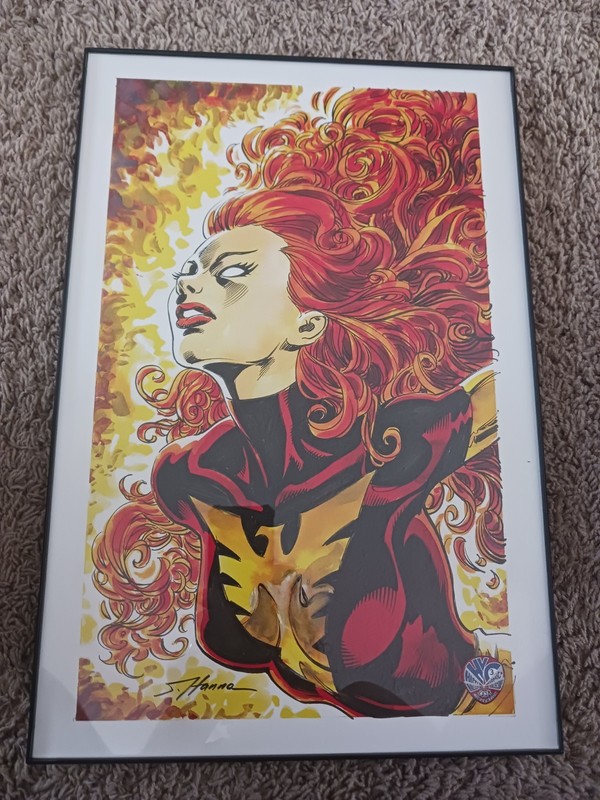 X-Men Phoenix Jean Grey Lithograph Framed Scott Hanna Signed Rare Item Mint!!!!