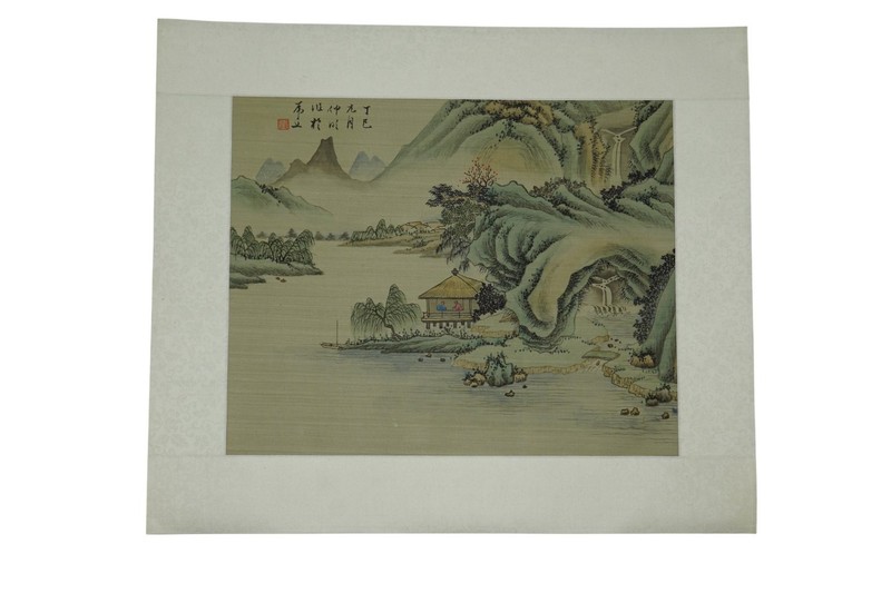 Unknown Artist Asian Landscape Art Print Rice Paper Mounted on Board