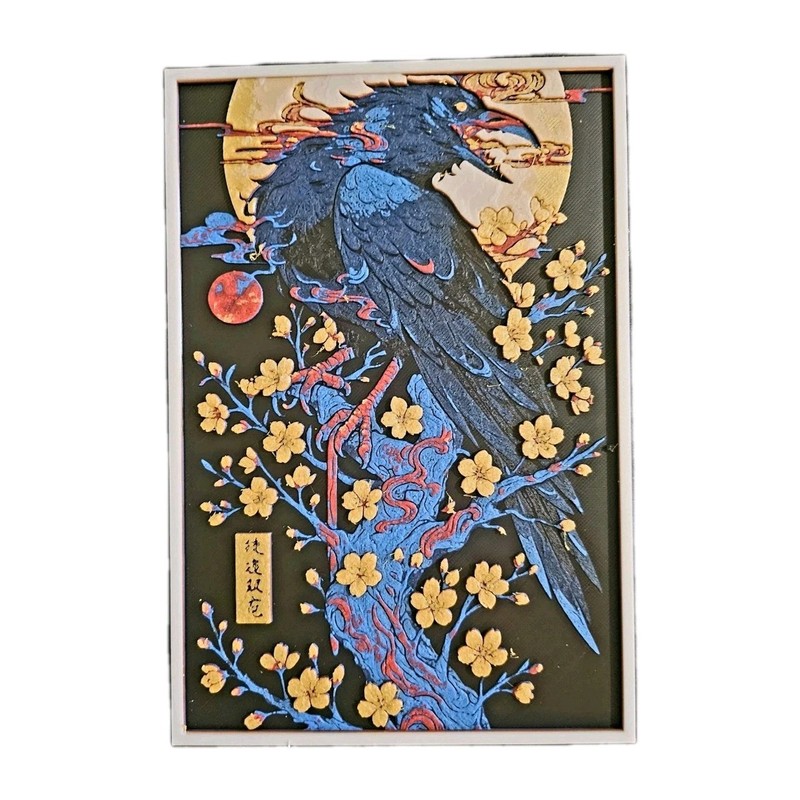 Beautiful Crow in Front of Full Moon
