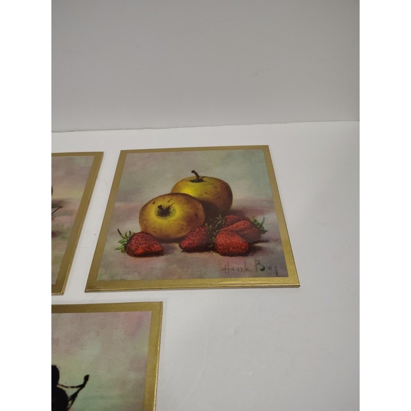 Hank Boj Still Life Fruit Pictures Set Of 3 Vintage MCM 8x8 Henk Bos Dutch gallery