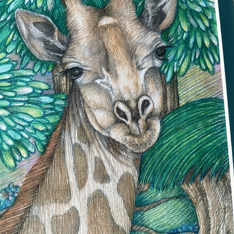 Kae Taylor GIRAFFE Art Print w/ 11"x14" Mat Signed & Numbered #120/150 gallery