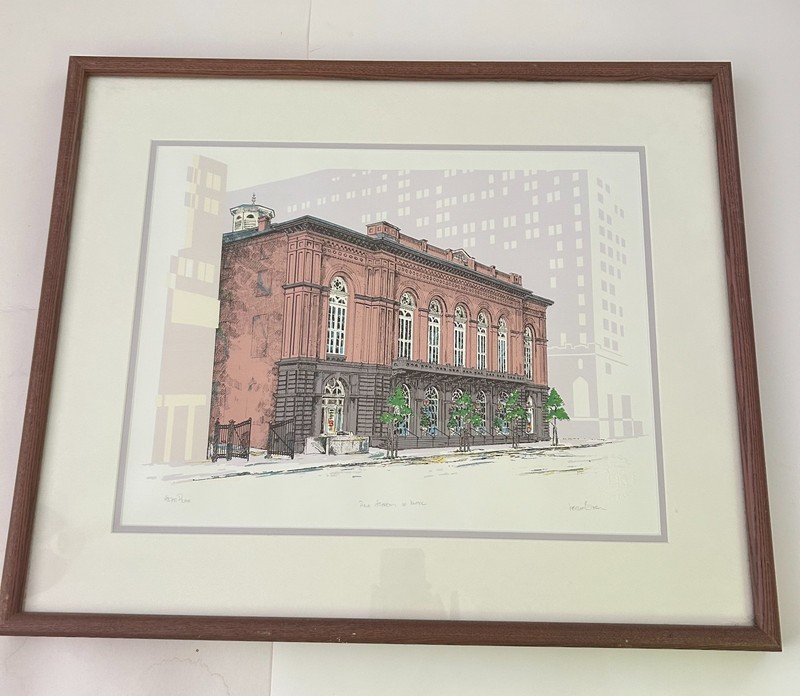 Framed Laszlo Bagi Print of Philadelphia Academy of Music, Signed Artist's Proof