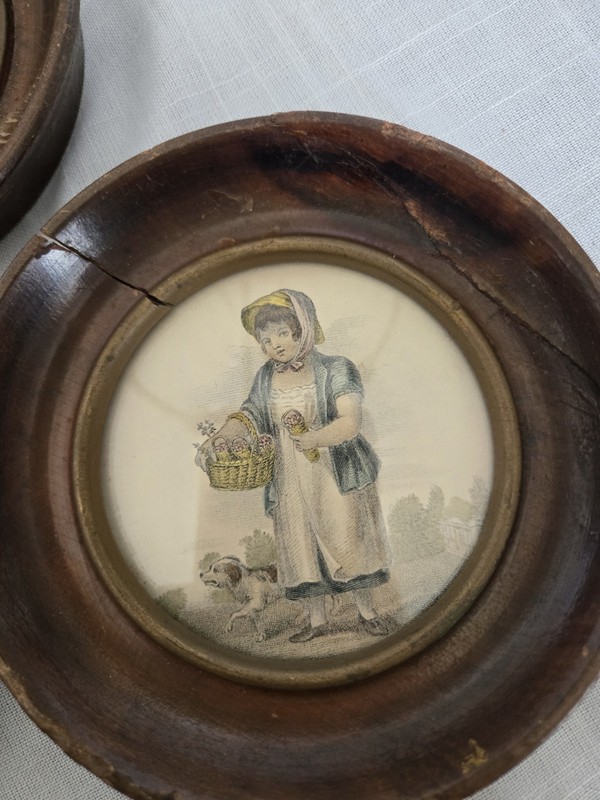 VTG Framed Children Prints Set of 3 Round Wood Frames Cottage Farmhouse Decor gallery