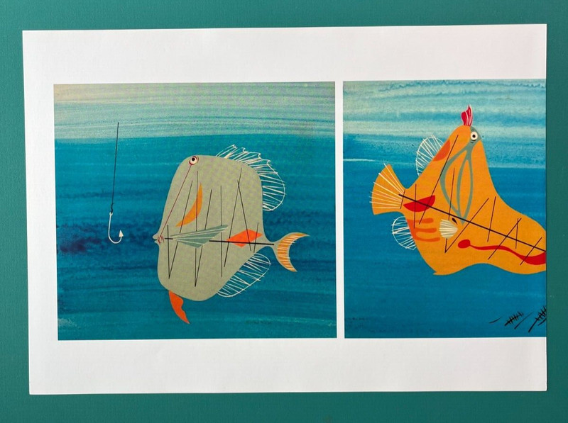 Charley Harper Book Page Art Print Crab Crabitat Sea Life Shells Sand Water Fish gallery