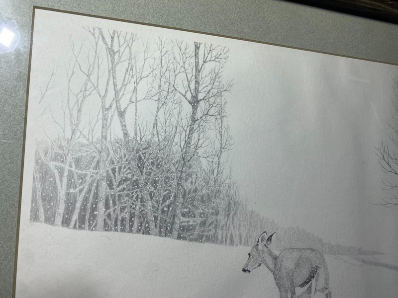 Ken Schuler "Deer In Winter Landscape Scene'" LE Print 131/200 - Signed/Framed gallery