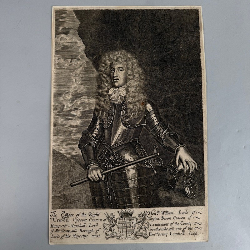 Antique Engraving William Craven Earl of Craven 17th Century Portrait Print