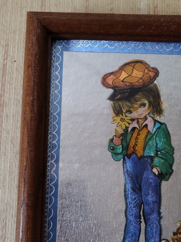 Vintage Dufex 3D Framed Print - 9" x 7", Child with Dog, Mid-Century Collection gallery