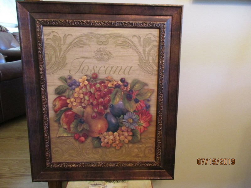 Decorative Art Framed Wall Picture 25″ By 21″ Toscana Fruit Theme P. Gladding