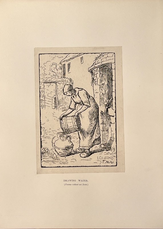 JEAN-FRANCOIS MILLET «FEMME VIDANT UN SEAU» 1881 Lithograph