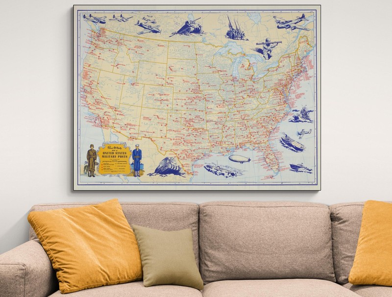 1944 U.S. Military Posts Map – WWII Bases, Forts & Training Sites Nationwide gallery