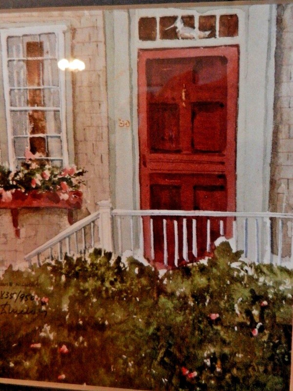 Red Door by David Nichols in Gold Frame feng sui signed and numbered 13.5″ X 14
