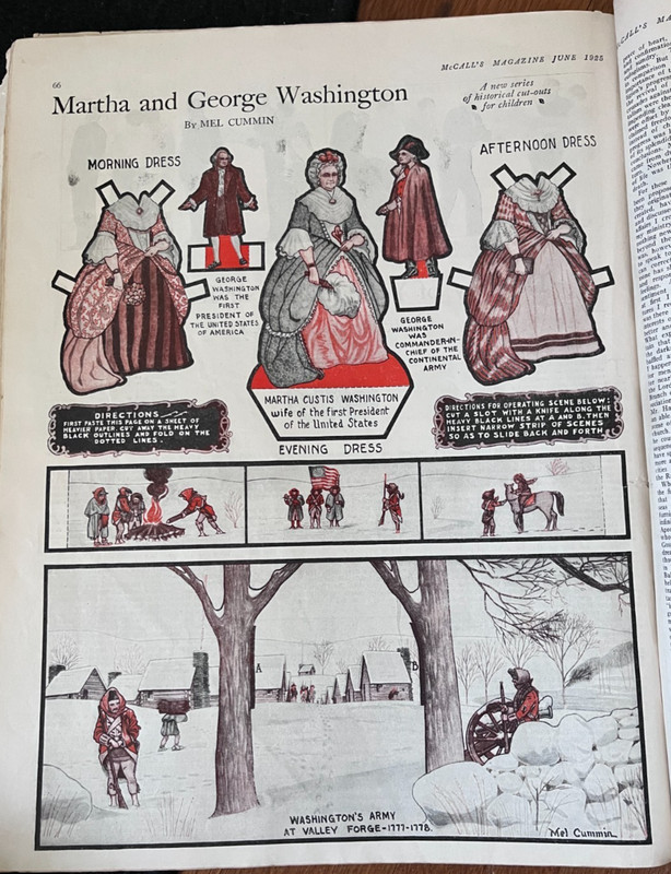 1925 OG Mccalls Paper Doll Page George and Martha Washington America 250 Art