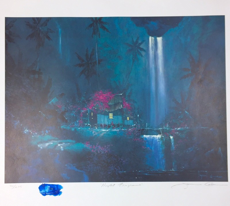 James Coleman Night Fragrance Hand Signed Lithograph 21 / 275 Tropical Waterfall