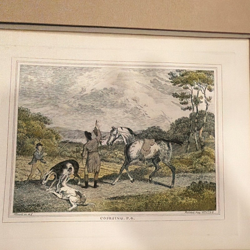 Hewitt Horses Hunting Scene Art Print Matted & Framed English England Landscape