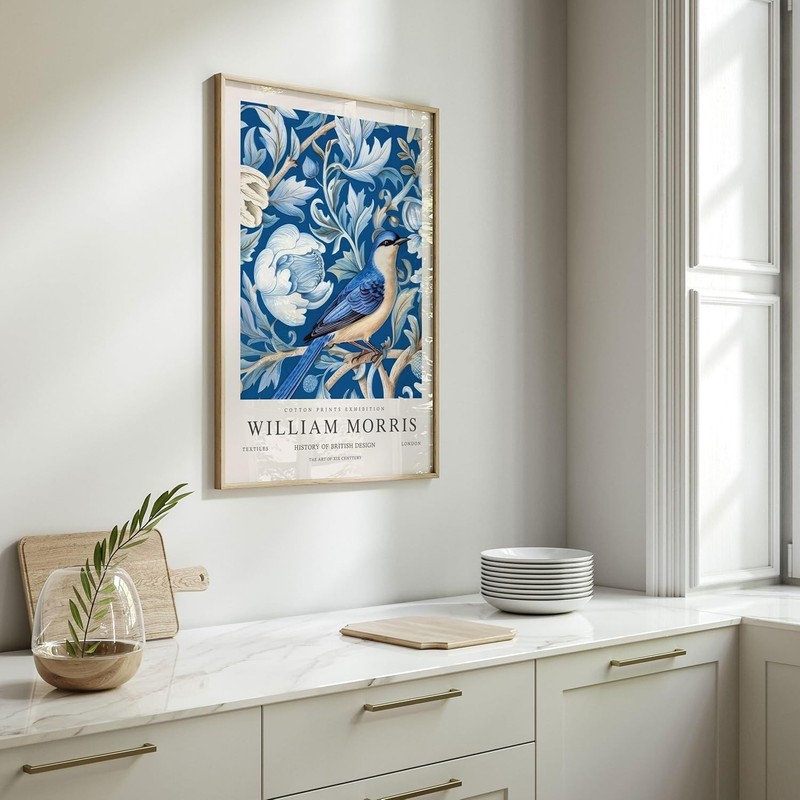 William Morris Blue Bird Art Canvas Print Poster Cotton Prints 20×30  30x40 cm gallery