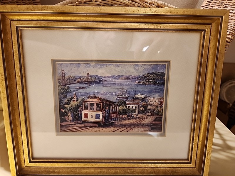 San Francisco Cable Car Watercolor Print by Anna Chrasta, Golden Gate By Scene