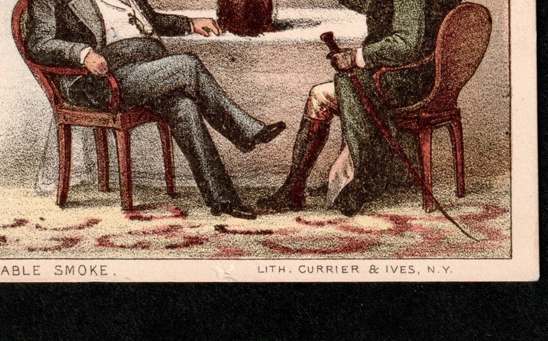 Currier & Ives Victorian Trade Card c. 1880 Sociable Dog Smoking Tobacco SR.140 gallery