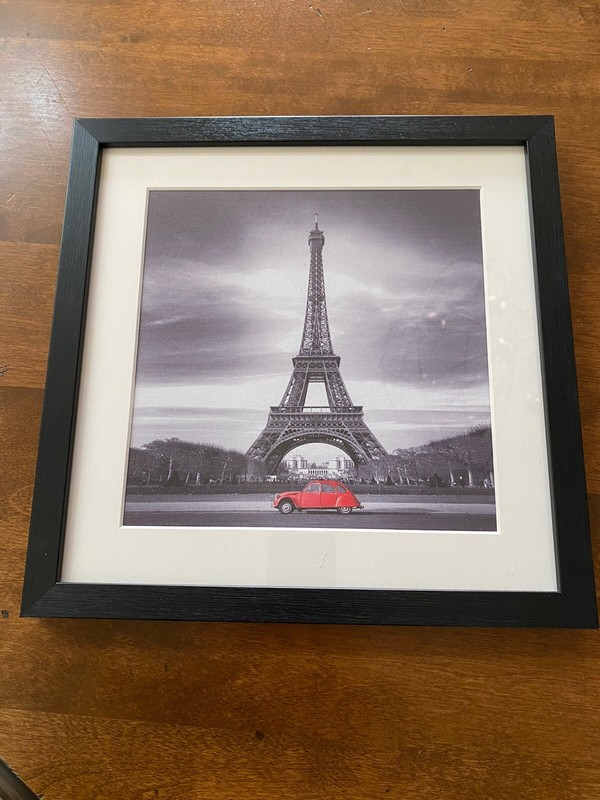 Paris Eiffel Tower Canvas Prints Black White Red Car 12” X 12” gallery