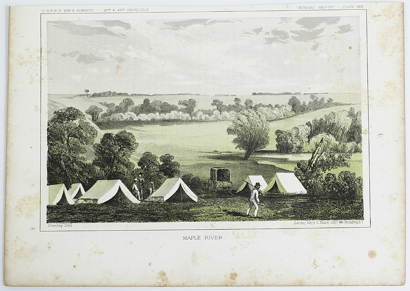 1860 MAPLE RIVER Hand Tinted Lithograph Railroad Railway Survey Print Plate 8 gallery