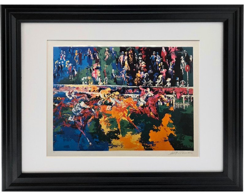 LEROY NEIMAN Ascot Finish Plate Signed Vintage Horse Racing Framed Art Print