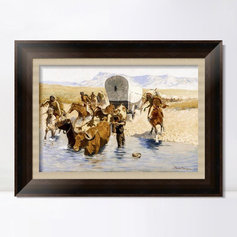 Framed Canvas Giclee Print The Emigrants by Frederic Remington Wall Art gallery
