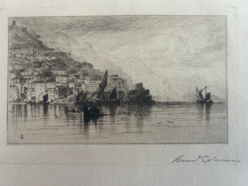 Samuel Colman Original Signed Intaglio Etching Landscape Lake Scene Print
