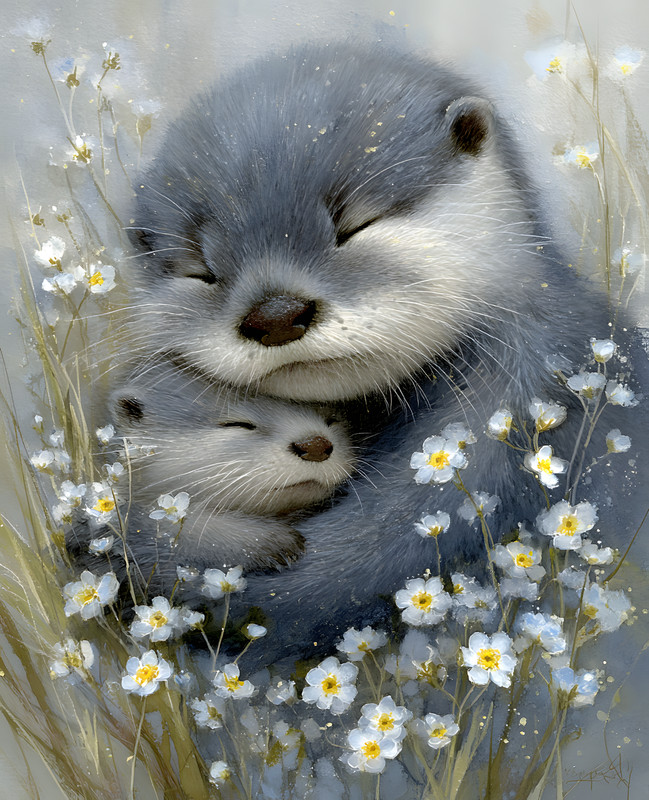 8×10 Cat Sleeping in Field of Flowers Art Print – 325073083