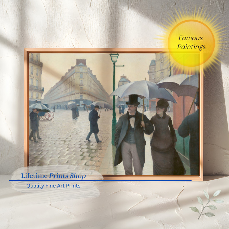 Paris Street; Rainy Day – Gustave Caillebotte Framed Wrap Giclee Canvas Print