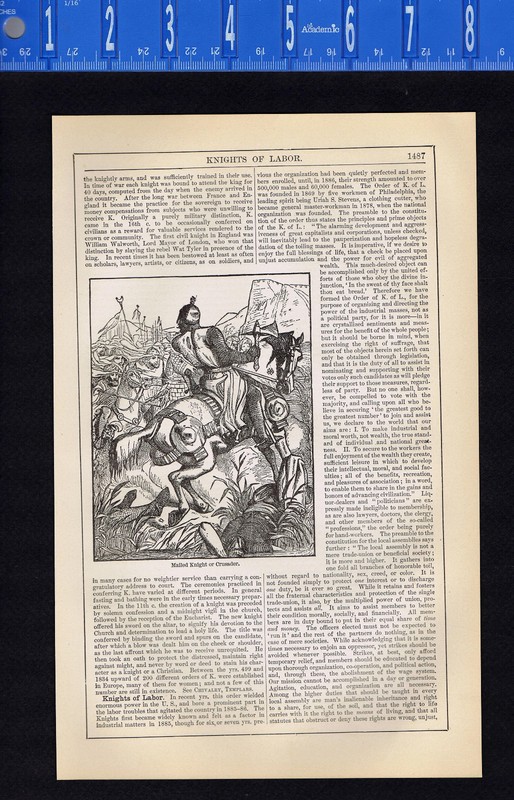 Mailed Knight or Crusader on Horseback -1900 Page of History Wood Engraving gallery