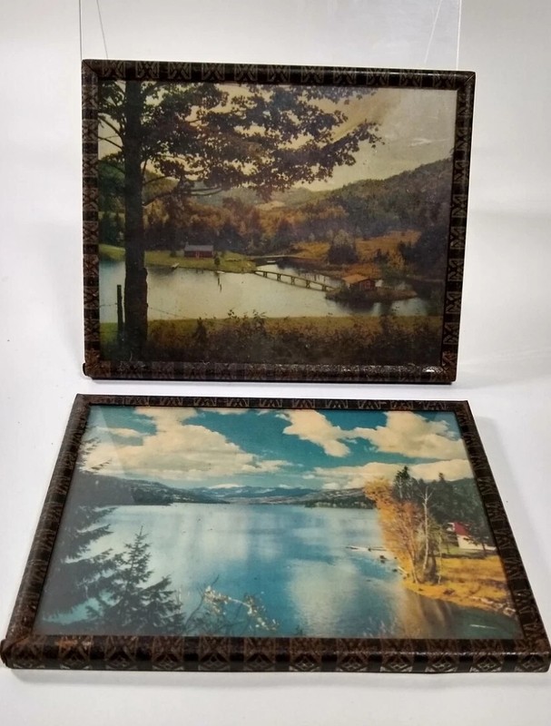 4x5 Framed Prints vintage 50s metal frame MOUNTAIN LAKE RURAL SCENCE 2 MCM READ gallery
