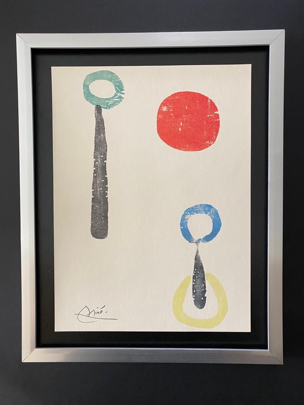 🔥 Joan Miro | Vintage 1958 Signed Colorful Print | Framed