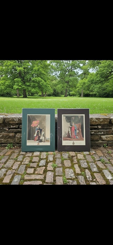 ​Set of 2 J.A. Atkinson 1812 Hand Colored Engravings Medieval Costumes & History