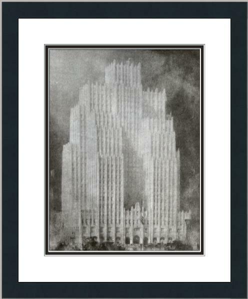 Hugh Ferriss – The Telephone Building Custom Gallery Framed Print
